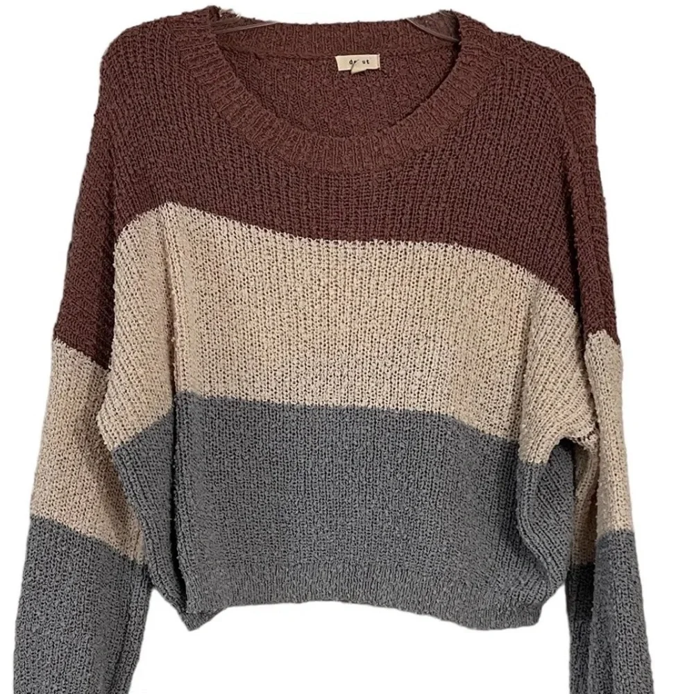 Debut Sz S Small Oversized Colorblock Knitted Cropped Sweater Soft - Picture 1 of 4